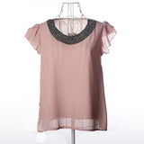 2017 New European Style Chiffon Women T-Shirt Butterfly Sleeve Free Shipping O-Neck Women T-shirt Solid T shirt S-XXL