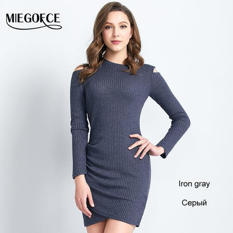Bodycon Sweater Women Dress Round Collar Knitted Elegant Dress Women Office Casual Blouses Hot Sale MIEGOFCE New Collection
