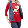 Women Christmas Reindeer Printed T-Shirt Blouse